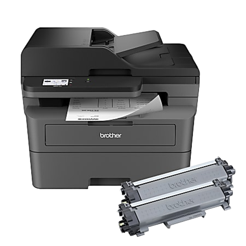 Brother MFC-L2820DW XL Wireless Compact Monochrome All-in-One Laser Printer with up to 4,200 pages of toner included
